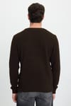 Slim Fit Bisiklet Yaka Petek Desenli Erkek Kazak