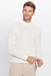 Erkek Slim Fit Dar Kesim Yarım Balıkçı Yaka Düz Beyaz Triko Kazak