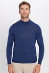 Erkek Slim Fit Yarım Balıkçı Yaka Düz Lacivert Triko Kazak
