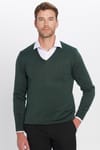 Erkek Slim Fit V Yaka Pamuklu Triko Kazak