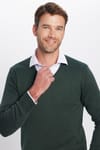 Erkek Slim Fit V Yaka Pamuklu Triko Kazak