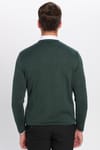 Erkek Slim Fit V Yaka Pamuklu Triko Kazak