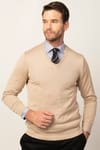 Slim Fit Dar Kesim V Yaka Pamuklu Erkek Kazak