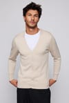 Slim Fit Düğmeli Düz Pamuk Bej Erkek Hırka
