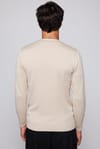 Slim Fit Düğmeli Düz Pamuk Bej Erkek Hırka