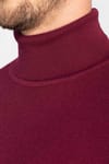 Slim Fit Dar Kesim Tam Balıkçı Yaka Düz İnce Yün Erkek Kazak