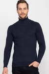 Slim Fit Dar Kesim Tam Balıkçı Yaka Düz İnce Yün Erkek Kazak