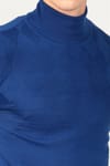 Slim Fit Dar Kesim Tam Balıkçı Yaka Kendinden Desenli İnce Yün Erkek Kazak