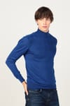 Slim Fit Dar Kesim Tam Balıkçı Yaka Kendinden Desenli İnce Yün Erkek Kazak