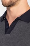 Slim Fit Dar Kesim Düğmeli Polo Yaka Desenli Erkek Kazak
