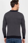 Slim Fit Dar Kesim Düğmeli Polo Yaka Desenli Erkek Kazak