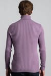 Slim Fit Dar Kesim Tam Balıkçı Yaka Saç Örgü Desenli Erkek Kazak