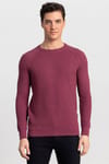 Slim Fit Dar Kesim Bisiklet Yaka Kendinden Desenli Erkek Kazak