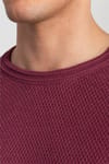 Slim Fit Dar Kesim Bisiklet Yaka Kendinden Desenli Erkek Kazak