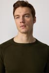 Erkek Slim Fit Bisiklet Yaka Düz Yün Haki Triko Kazak