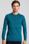 Slim Fit Dar Kesim Bisiklet Yaka Düz Yün Erkek Kazak