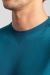Slim Fit Dar Kesim Bisiklet Yaka Düz Yün Erkek Kazak