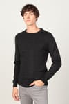 Slim Fit Dar Kesim Bisiklet Yaka Kendinden Desenli Erkek Kazak
