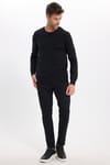 Erkek Standart Fit Normal Kesim Bisiklet Yaka Siyah Triko Kazak