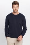 Erkek Slim Fit Bisiklet Yaka Lacivert Triko Kazak