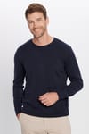 Erkek Slim Fit Bisiklet Yaka Lacivert Triko Kazak