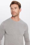 Erkek Slim Fit Bisiklet Yaka Gri Triko Kazak