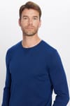 Erkek Slim Fit Dar Kesim Bisiklet Yaka Lacivert Triko Kazak