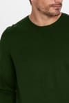 Erkek Slim Fit Dar Kesim Bisiklet Yaka Yeşil Triko Kazak