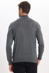 Erkek Slim Fit Tam Boğazlı Yaka Düz Yün Gri Triko Kazak