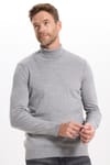 Erkek Slim Fit Tam Boğazlı Yaka Düz Yün Gri Triko Kazak