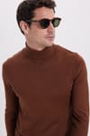 Slim Fit Tam Boğazlı Yaka Düz Yün Erkek Kazak