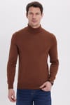 Slim Fit Tam Boğazlı Yaka Düz Yün Erkek Kazak