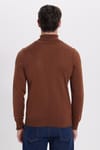 Slim Fit Tam Boğazlı Yaka Düz Yün Erkek Kazak