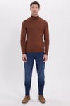 Slim Fit Tam Boğazlı Yaka Düz Yün Erkek Kazak