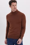 Slim Fit Tam Boğazlı Yaka Düz Yün Erkek Kazak