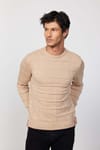 Slim Fit Bisiklet Yaka Kare Desenli Erkek Triko Kazak