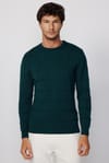 Slim Fit Bisiklet Yaka Kare Desenli Erkek Kazak