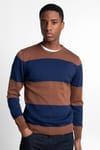 Slim Fit Dar Kesim Bisiklet Yaka Desenli Erkek Kazak