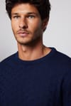 Slim Fit Bisiklet Yaka Armürlü Pamuklu Erkek Kazak