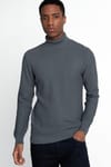 Slim Fit Dar Kesim Balıkçı Yaka Desenli Erkek Kazak