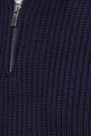 Erkek Slim Fit Dar Kesim Fermuarlı Lacivert Dik Yaka Triko Kazak