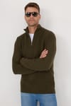 Slim Fit Dik Yaka Fermuarlı Erkek Kazak