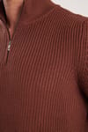 Slim Fit Dik Yaka Fermuarlı Erkek Kazak