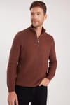 Slim Fit Dik Yaka Fermuarlı Erkek Kazak