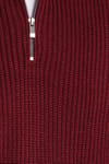 Erkek Slim Fit Dar Kesim Fermuarlı Bordo Dik Yaka Triko Kazak