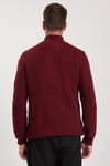Erkek Slim Fit Dar Kesim Fermuarlı Bordo Dik Yaka Triko Kazak