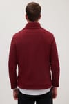 Erkek Slim Fit Dar Kesim Armürlü Fermuarlı Bordo Dik Yaka Kazak