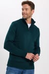 Erkek Slim Fit Dar Kesim Armürlü Fermuarlı Yeşil Dik Yaka Kazak