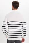 Erkek Slim Fit Fermuarlı Dik Yaka Çizgili Pamuklu Triko Kazak