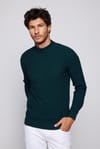 Slim Fit Yarım Balıkçı Yaka Tüylenme Yapmayan Yeşil Erkek Kazak